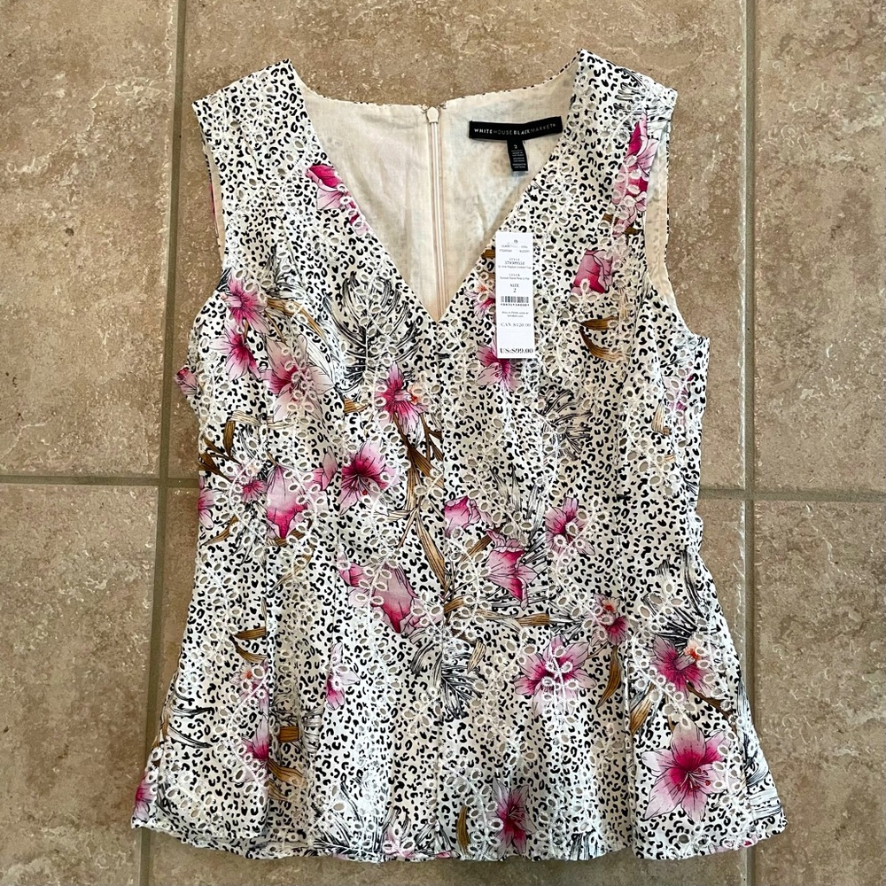 NWT White House Black Market Peplum Top 2